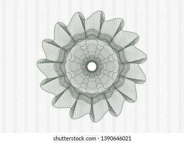 Green rosette or money style emblem. Vector Illustration. Detailed.