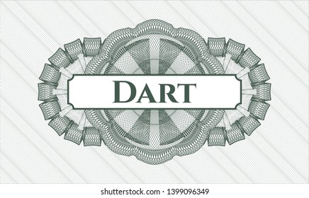 Green rosette or money style emblem with text Dart inside