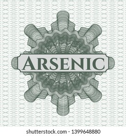 Green Rosette Or Money Style Emblem With Text Arsenic Inside