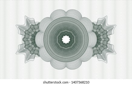 Green rosette or money style emblem. Vector Illustration. Detailed.