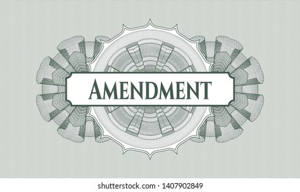 Rosette verde (emblema del estilo del dinero) con texto Enmienda en el interior