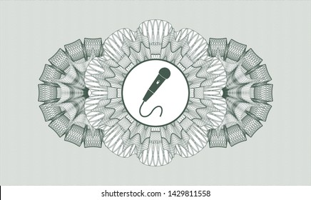 Green rosette (money style emblem) with microphone icon inside