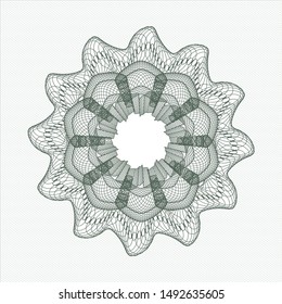 Green rosette or money style emblem. Vector Illustration. Detailed.