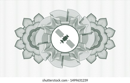 Green rosette (money style emblem) with satelite icon inside