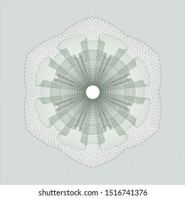 Green rosette or money style emblem. Vector Illustration. Detailed.