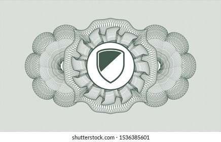 Green rosette (money style emblem) with armor icon inside