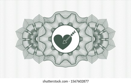 Green rosette (money style emblem) with love icon inside