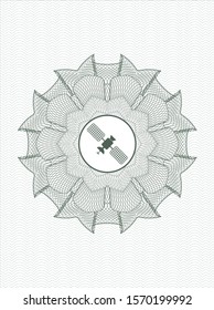 Green rosette (money style emblem) with satelite icon inside