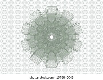 Green rosette or money style emblem. Vector Illustration. Detailed.