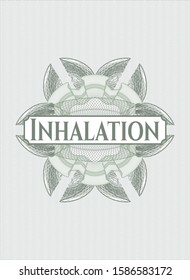 Green rosette or money style emblem with text Inhalation inside