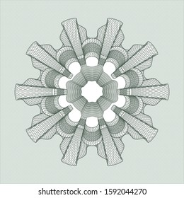 Green rosette or money style emblem. Vector Illustration. Detailed.
