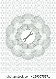 Green rosette (money style emblem) with wrench icon inside