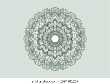 Green rosette or money style emblem. Vector Illustration. Detailed.