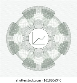 Green rosette (money style emblem) with chart icon inside