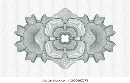 Estampilla verde de rosette o de estilo monetario. Ilustración vectorial. Detallado.