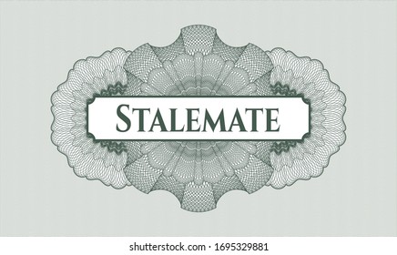 Green rosette (money style emblem) with text Stalemate inside