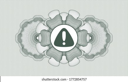 Green rosette (money style emblem). Vector Illustration. Detailed with warning icon inside