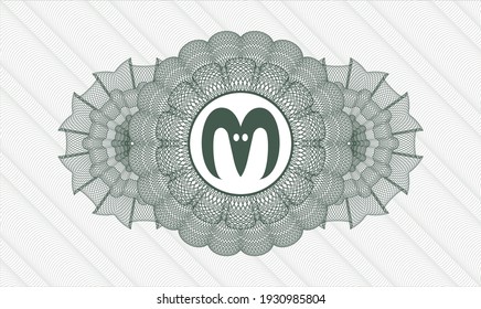 Green rosette (money style emblem). Vector Illustration. Detailed with goat head icon inside