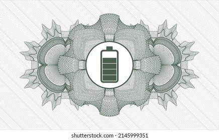 Green rosette (money style emblem). Vector Illustration. Detailed with battery icon inside