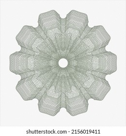 Green rosette or money style emblem. Vector Illustration. Detailed. 