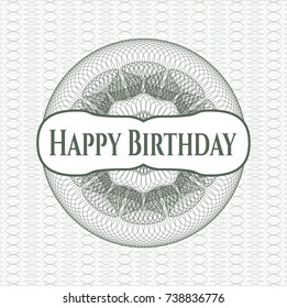 Green rosette with text Happy Birthday inside