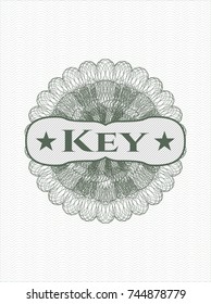 Green rosette with text Key inside
