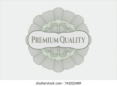Green rosette with text Premium Quality inside