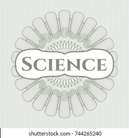 Green rosette with text Science inside