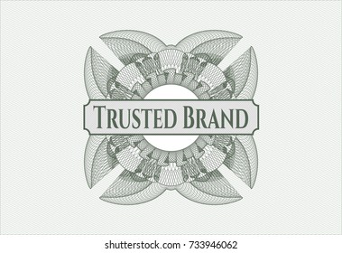 Green rosette with text Trusted Brand inside
