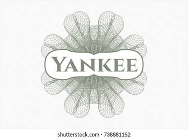 Green rosette with text Yankee inside