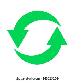 green rotation arrows isolated on white background. vector illustration