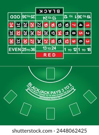 Green roulette mat. vector illustration