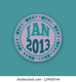 Green Roulette Wheel Design 2013 Calendar January Vector