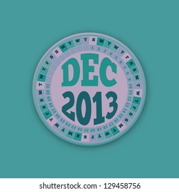 Green Roulette Wheel Design 2013 Calendar December Vector