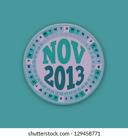 Green Roulette Wheel Design 2013 November Calendar Vector