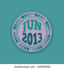 Green Roulette Wheel Design 2013 Calendar June Vector