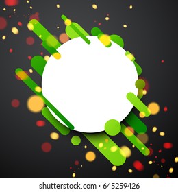 Green round abstract background on gray. Vector paper illustration.