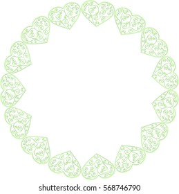 Green round beautiful lace framework of paper hearts