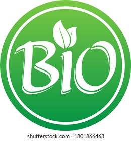 green round BIO logo or label with leaves vector illustration