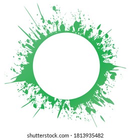 pincel redondo verde marca de círculo de sello de tinta pintada en fondo blanco