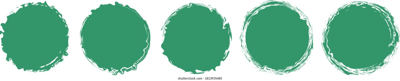 pincel redondo verde marca de círculo de sello de tinta pintada en fondo blanco