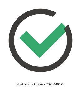 Icono de marca de verificación verde redondo. Vector.