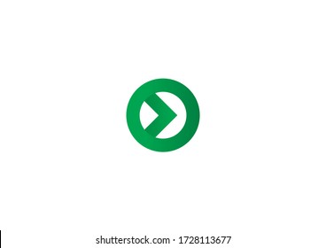 Círculo circular verde con la plantilla de diseño del logotipo del vector de flecha derecha