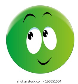 a green round face with a little smile