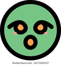 ícone de vetor de caractere com face arredondada verde