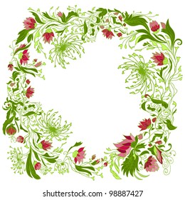 Green round floral background. Abstract nature illustration.