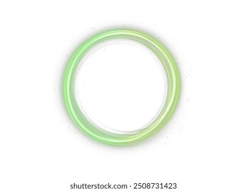 Png de quadro redondo verde. Bordas de forma redondas no plano de fundo branco. Turbilhão verde claro. Efeito de luz de curva da linha verde. Círculo verde luminoso. pedistal, pódio, plataforma, mesa. PNG de vetor

