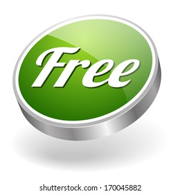 Green round free button with metallic border