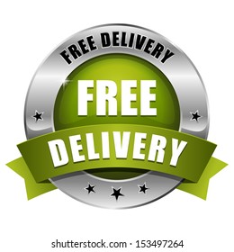 Green round free delivery button