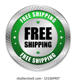 Green round free shipping button